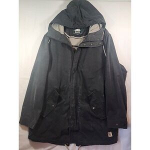Roots Canada Hooded Fishtail Parka Jacket Black XL unisex Weathered Utility Coat